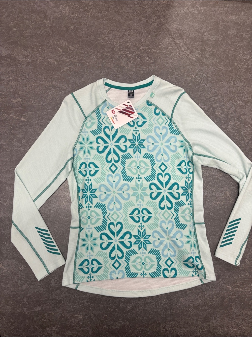 Helly Hansen women’s Lifa merino midweight graphic crew icicle Nordic rose XL